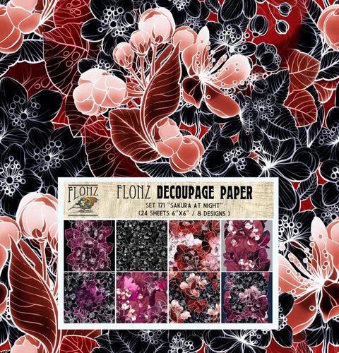 Miniatura 5 de Decoupage - Paquete de papel (24 hojas de 6 x 6 pulgadas), diseño de flores de amapola FLONZ, estilo vintage, sin costuras, para decoupage, cuatro
