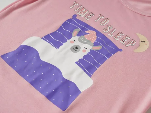 Miniatura 3 de Vopmocld Conjunto de pijama de manga corta de verano para niñas grandes, lindos patrones de gato, ropa de dormir Nighty 100% algodón
