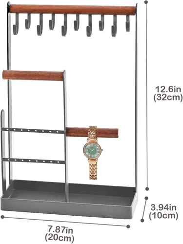 Miniatura 6 de ProCase Soporte organizador de joyas, soporte para collares, estante de torre de joyería de 4 niveles con bandeja para pendientes y agujeros, 10