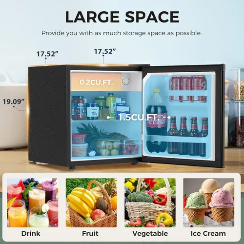 Miniatura 5 de Antarctic Star Mini refrigerador de 1.6 pies cúbicos con congelador, refrigerador pequeño y compacto con puerta reversible individual, estantes