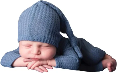 Moda recién nacido niños niñas bebé sesión de fotos accesorios trajes ganchillo ropa sombrero de cola larga pantalones accesorios de fotografía Olan