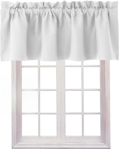 Miniatura 33 de Hiasan - Cortinas de cenefa negras con bolsillo para barra, cortinas opacas para ventanas de cocina, 52 x 18 pulgadas de largo, 1 panel Negro
