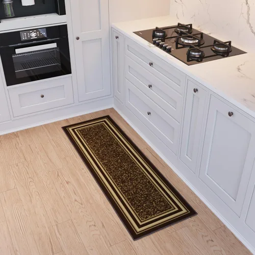 Miniatura 38 de Ottomanson Alfombra de pasillo de 1 pies 10 pulgadas x 6 pies, alfombra de cocina con parte trasera de goma antideslizante para área del fregadero
