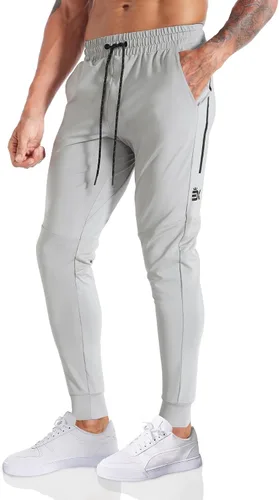 Miniatura 18 de BROKIG Pantalones deportivos ligeros para hombre, elásticos, de secado rápido, con bolsillos con cremallera