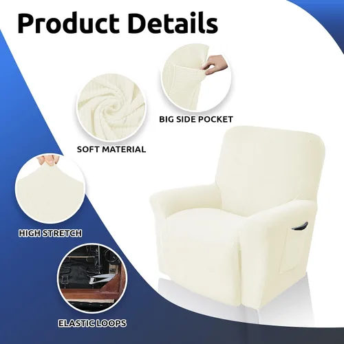 Miniatura 6 de KEKUOU Fundas para sillón reclinable, fundas para sillón reclinable Lazy Boy, fundas elásticas para sofá, 1 pieza de protector de muebles con parte