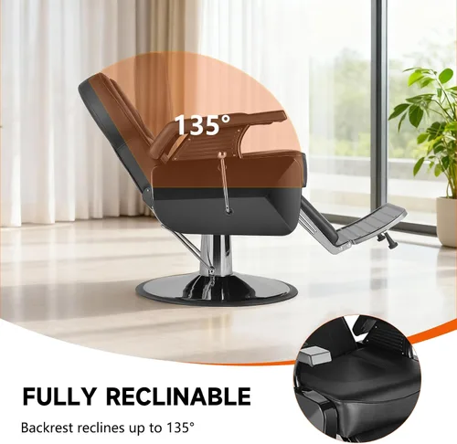 Miniatura 4 de Silla de peluquería hidráulica reclinable silla de peluquería sillas de peluquería silla de pelo 360 grados giratoria sillas de peluquería para Negro