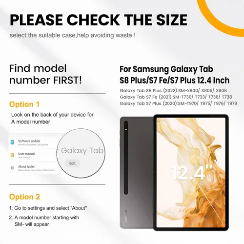 Miniatura 2 de Timecity Funda para Samsung Galaxy Tab S8 Plus/S7 FE 5G de 12.4 pulgadas con protector de pantalla y soporte giratorio de 360° y correa de hombro