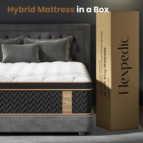 Miniatura 7 de Queen Mattress 14 Inch, Cooling Hybrid Bed in a Box, Individual Pocket Springs, Motion Isolation, Targeted Hip/Shoulder/Lumbar Support