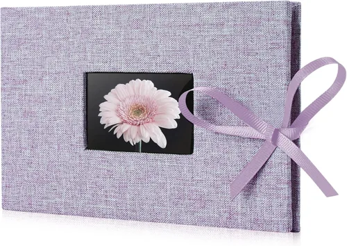 Álbum de fotos pequeño 4x6, álbum de fotos de Fabmaker con capacidad para 24 fotos horizontales, libro de fotos con cubierta de lino para fotos con