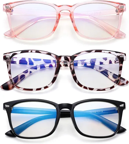 COASION Gafas de pantalla azul para niños de 3 a 12 años, paquete de 3 gafas de bloqueo de luz azul para niñas y niños, anteojos falsos para