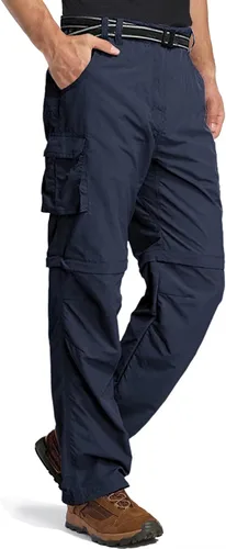 MAGCOMSEN Pantalones de senderismo para hombre, 5 bolsillos grandes, convertibles, con cremallera, de secado rápido, ligeros, pantalones de trabajo