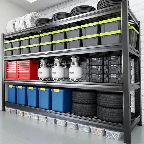 Miniatura 10 de 65" W Garage Shelving Unit, 65" W x 20" D x 84" H, Heavy Duty Garage Storage Shelves, 5 Tier Storage Rack Shelf, Industrial Adjustable Shelves for