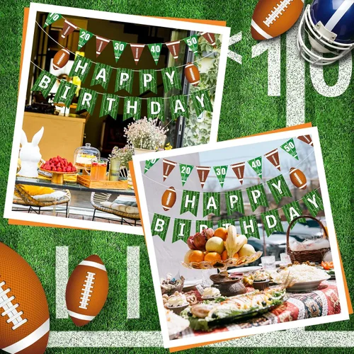 Miniatura 7 de Pasimy 4 pancartas de fútbol para fiesta de cumpleaños, banderines de fútbol con texto en inglés "Happy Birthday", guirnalda circular de papel