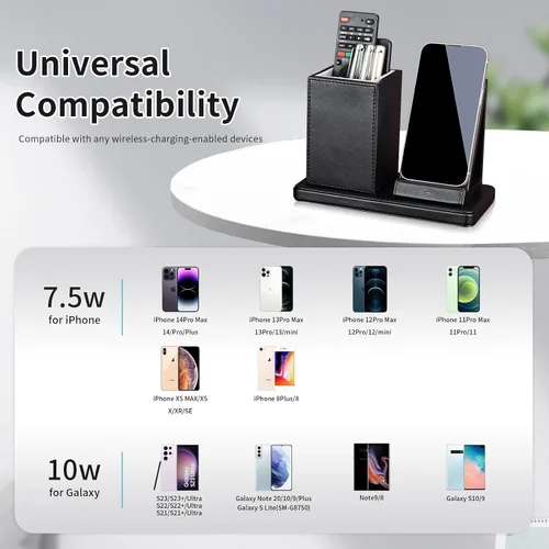 Miniatura 3 de Cargador inalámbrico con organizador de escritorio, estación de carga inalámbrica para iPhone 13/13 Pro Max/13 Pro/12 Series/11/XS Max/XR/X/8Plus/SE