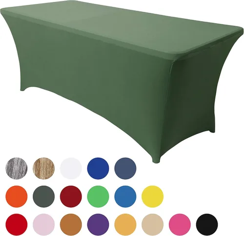 Miniatura 99 de Obstal Funda de mesa de elastano elástica de 4 pies para mesas plegables estándar, paquete de 2 manteles rectangulares universales ajustables
