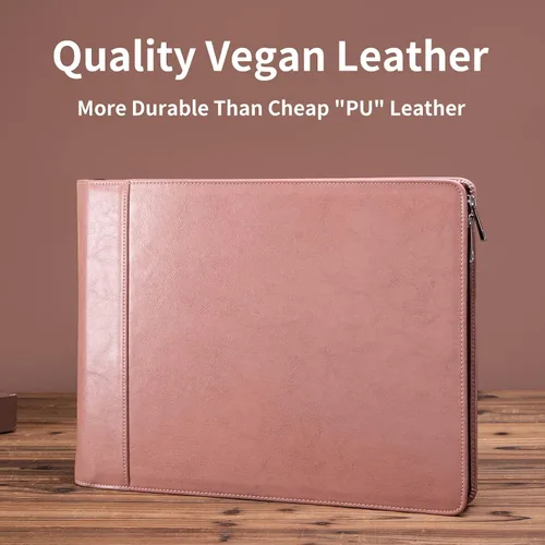 Miniatura 4 de Carpeta personalizada con 7 anillos, soporte de cuero vegano grabado para chequera, 3 en una página para 600 cheques (9 x 13 pulgadas), carpeta
