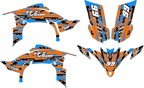 Miniatura 14 de Kit de calcomanías gráficas Kalair GFX para Yamaha YFZ 450R (2009-2013) Serie Incision Azul 16 Mil - Kit de calcomanías y vinilos personalizados