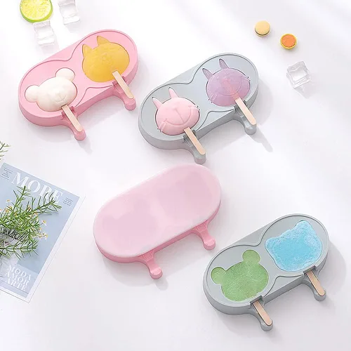 Miniatura 3 de Moldes para paletas de hielo, paquete de 6 moldes de helado de fácil liberación con tapas, divertidos moldes de silicona reutilizables de animales