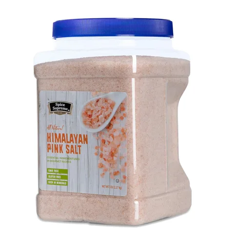 Spice Supreme Sal rosa pura del Himalaya | Minerales y nutrientes naturales de cristal puro | Natural y Kosher | Grano fino de 5 libras