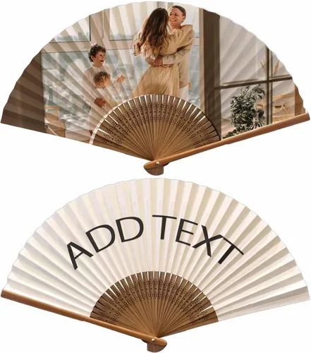Miniatura 5 de WERWAES Ventilador plegable personalizado con foto personalizada, abanicos plegables para bodas, bailes, salones, cosplay, fiestas, abanicos Madera