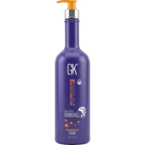 GK HAIR Champú plateado con vitamina B5, 24 onzas, elimina los tonos amarillos y naranjas de cabello rubio, gris y plateado | Champú tonificante