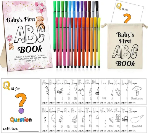 Miniatura 16 de Geelin 51 piezas de libro ABC del primer libro ABC del bebé, libro de visitas, alternativa educativa, 26 tarjetas para colorear del alfabeto de la A