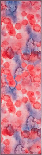 Miniatura 2 de SAFAVIEH Colección de pinceles de pintura para alfombras lavables, alfombra de 2 pies 2 pulgadas x 8 pies, fucsia y lavanda, antideslizante y fácil