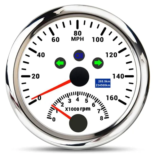 Miniatura 8 de ARTILAURA Velocímetro GPS 0-120 MPH con Tacómetro 8000 RPM 85 mm 3-3/8" Velocímetro GPS para embarcaciones con antena para automóvil marino (blanco)