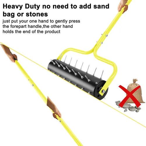 Miniatura 5 de Aireador de césped rodante de 21 pulgadas, 45 picos premontados, solo necesita 3-5 minutos para montar, sin holgura, buen paquete, mango de 75
