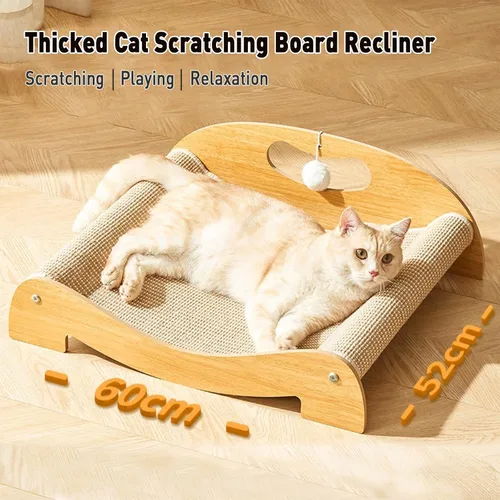 Miniatura 5 de Cama rascador de sisal para gatos de interior, hamaca extra grande para rascar, poste rascador de sisal natural, muebles de madera maciza