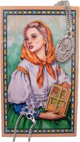 Miniatura 6 de Saint Dymphna 78-Inch peltre Medalla Colgante con tarjeta de oración Santo