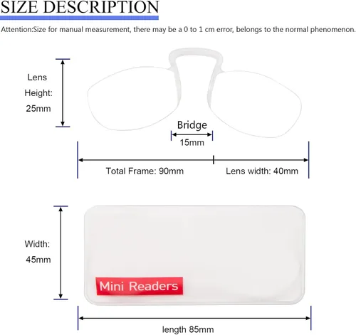 Miniatura 4 de DXYXYO Gafas de lectura delgadas sin brazos para hombres y mujeres, mini lectores de nariz ligeros sin patas con clip, paquete de 3
