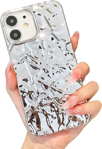 Miniatura 13 de Funda compatible con iPhone 14 Pro, Diseño Lindo de Lujo con Papel de Estaño Plisado, Fundas de Teléfono de Moda para Mujeres, Electrochapado