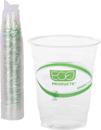 Miniatura 10 de ECO PRODUCTS GreenStripe - Vasos fríos transparentes de 9 onzas, vasos desechables de ácido poliláctico (PLA) a base de plantas para agua, jugo
