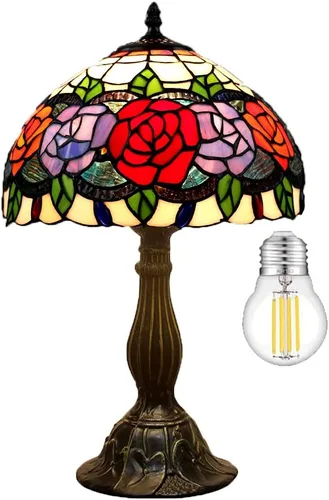 Miniatura 10 de KY&BOSAM Lámpara de Mesa Celta Irlandesa Tiffany Estilo Trébol Lámpara de Escritorio Luz Nocturna de Vidrio Emplomado 14 Pulgadas de Alto 8 Pulgadas