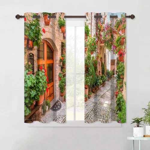 Miniatura 193 de Cortinas japonesas con pintura de tinta, monte Fuji, sol rojo, puesta de sol, hojas de bambú, cortinas de ventana para dormitorio, sala de estar