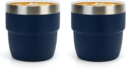 Miniatura 15 de Zenbo Tazas de Espresso/Café de 4 oz, Acero Inoxidable 18/8 con Revestimiento de Cerámica y Aislamiento al Vacío de Doble Pared, Apilables y Aptas