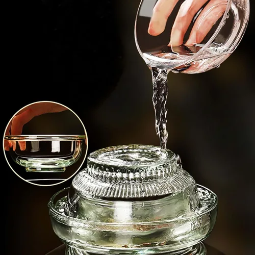 Miniatura 5 de Vencer Tarro de fermentación de vidrio tradicional de 2,5 litros con tapa y piedra de presión, tanque de fermentación de vidrio para decapado
