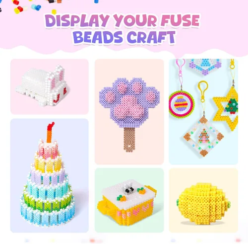 Miniatura 8 de Meland Kit de cuentas de fusible, 11,000 cuentas de 36 colores para manualidades para niñas de 5 a 12 años, juego de cuentas derretidas de 0.197 in