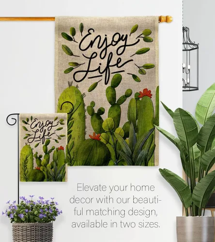 Miniatura 8 de Breeze Decor Cactus Life - Juego de bandera de arpillera para jardín, colgador de pared regional, suroeste, desierto, país, suculentas, área