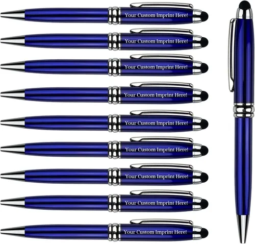 Miniatura 12 de Ancolo Bolígrafos personalizados con lápiz digital - Cuerpo metálico grabado con su mensaje, nombre/número de teléfono, tinta negra. Ideal
