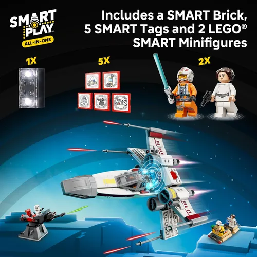 Miniatura 2 de LEGO Star Wars SMART Play: Luke's Red Five X-Wing - Juguete interactivo de construcción todo en uno - Reacciona a cómo te mueves y juegas con un