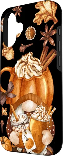 Miniatura 2 de Funda para iPhone 16 con diseño de calabaza y especias de gnomo de Acción de Gracias