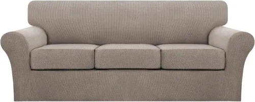 Miniatura 128 de Turquoize 2 fundas para sillas de sala de estar, funda de sofá con fundas de cojín individuales, funda de muebles para sillas (silla, beige biscotti)