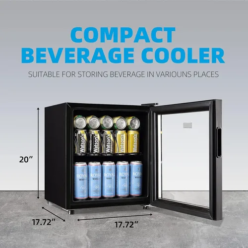 Miniatura 5 de WANAI Mini refrigerador de 60 latas, refrigerador de bebidas, puerta de vidrio, enfriador de bebidas para cervezas, exprimidor de vino, estantes