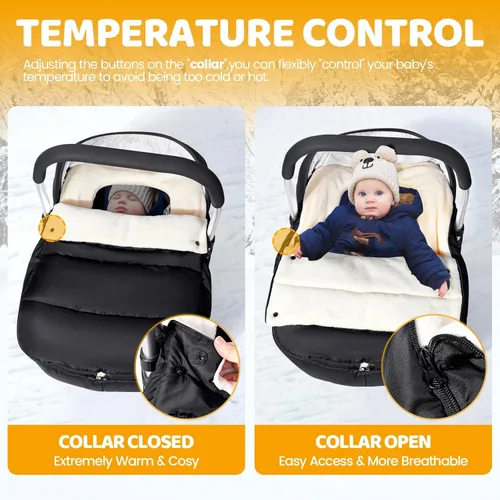 Miniatura 2 de Fundas de asiento de coche Orzbow para bebés invierno, funda universal para asiento de coche de bebé con cuello ajustable, cubierta impermeable