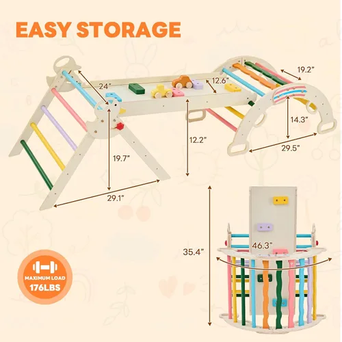 Miniatura 7 de DUMOS Pikler - Juego de triángulos para niños pequeños, juguetes de escalada y estructura de juego para interiores, juego de escalada Montessori