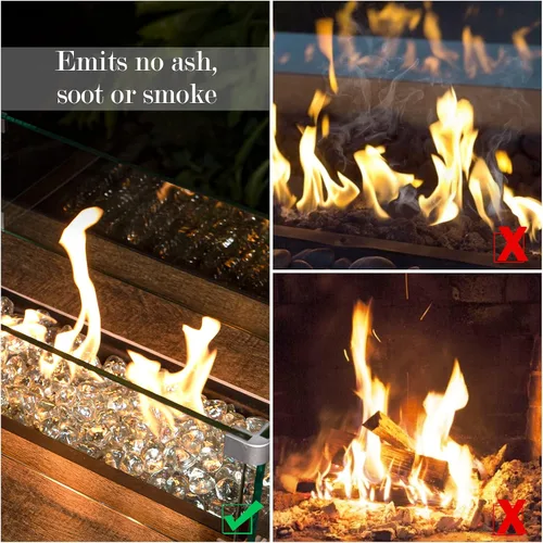 Miniatura 4 de GASPRO - Diamantes de cristal de fuego de 10 libras - Cristal de fuego transparente de 1 pulgada para fogatas de propano, rocas de cristal