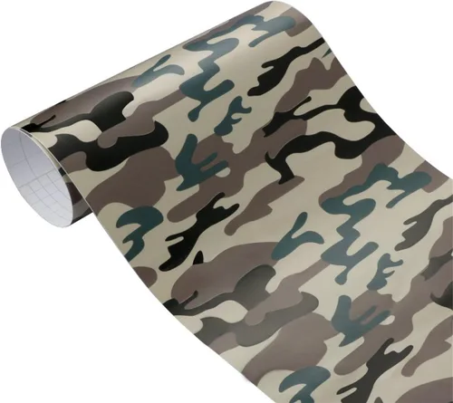 Miniatura 10 de Queenbox Rollo de vinilo autoadhesivo para automóvil, diseño de camuflaje militar, 11.8 x 39.4 in, hecho a mano, amarillo militar