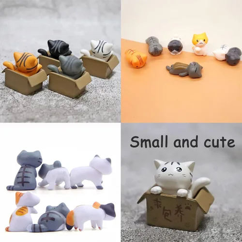 Miniatura 6 de 16 piezas de bonitas figuras de gato para decoración de pasteles, bonito gatito de hadas, jardín, micro paisaje, adorable estatua de animales
